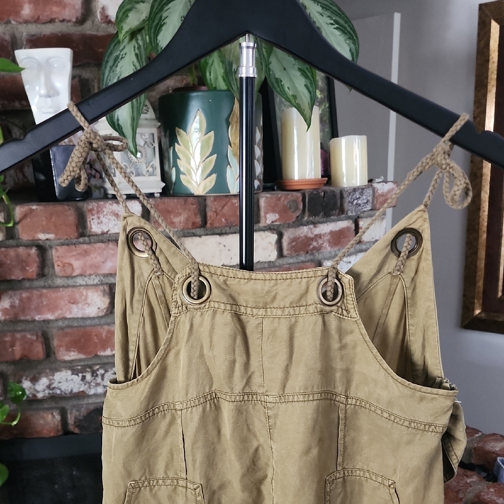 Hei Hei Anthropologie Linen Blend Wide Leg Jumpsuit Olive Green Small - Picture 3 of 16